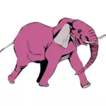 Розовый слон ходьба векторная иллюстрация