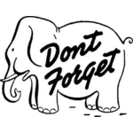 Glöm inte vektor ClipArt-bilder av elefant med text