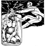 Vektorové ilustrace nahý svalů člověka v láhvi