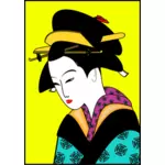Japanse vrouw in kimono vector kleurenafbeelding