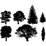 Selecţie copac siluete vector miniaturi
