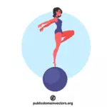 Kvinnlig gymnast på bollen