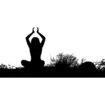 Yoga in der Natur-Vektor-silhouette