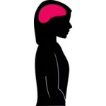 Female silhouette with brain in color vector image