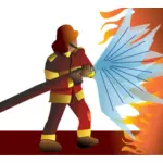 Grafika wektorowa Perlica strażak bitew płomieni