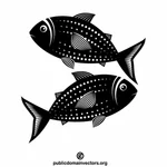Wektor clipart ryb czarno-białe