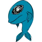 Blue cartoon fish vector illustration