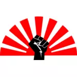 Socialistiska power fist med solen tecken i bakgrunden vektor illustration