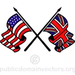 Waving vector flags of UK and USA