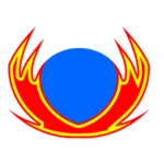 Vector clip art of flames around blue sun sign