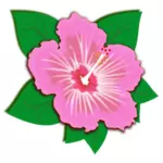 Pink flower with green leaves