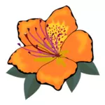 Oranje bloem met bladeren