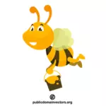 Flygende bie med en bøtte honning