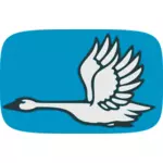 Bilde av flygende swan på blå bakgrunn
