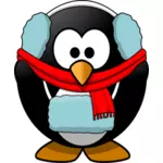 सर्दियों के कपड़ों में पेंगुइन के सदिश ग्राफिक्स