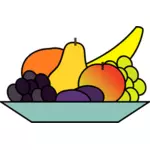 Gráficos vectoriales de plato de frutas de dibujo