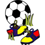 Zapatillas y balón de fútbol vector illustration