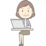 Female computer user vector drawing