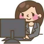 Female computer user vector image