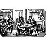 Gents playing cards vector clip art