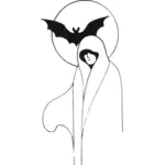 Vektor image av ghost damen med flaggermus i ryggen