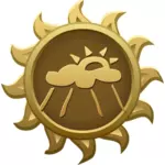 雨の日太陽の形をした紋章のベクトル イラスト
