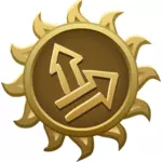 Vector de dibujo del emblema del sol en forma de flechas