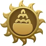 صورة متجهة من كعكة الحلوى على شكل شعار على شكل شمس