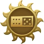 Vector illustration of golden dominos emblem
