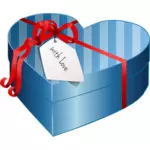 Gambar vektor kotak hadiah berbentuk hati biru