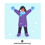 Fată fericită în haine de iarnă