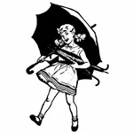 Dziewczyna z ilustracji wektorowych parasol