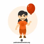 Chica con un globo rojo