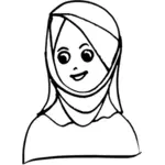 Clipart vectorial de niña con la cabeza cubierta
