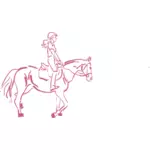 Gadis menunggangi kuda vektor ilustrasi