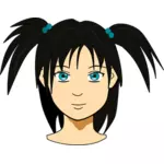 Image clipart vectoriel d'anime fille avec les cheveux longs