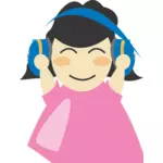 Mädchen mit Kopfhörer-Vektor-illustration