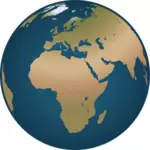 Overzicht vector tekening van wereld geconfronteerd met Europa en Afrika