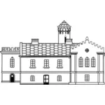 Slottet i svart-hvitt vektorgrafikk