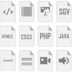 Vektorgrafik med grå web design ikoner med vikta hörn