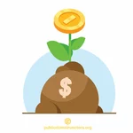 Monede în creștere pe un copac