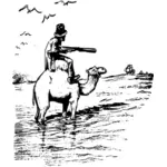 Om de pe cămilă cu arma vector illustration