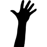 Vector clip art of raised hand silhouette