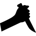 Silueta vektorové ilustrace ruku s nožem