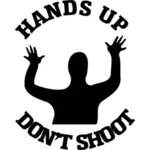 Handen omhoog, don't shoot teken vectorillustratie
