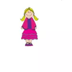 Vector tekening van nerdy meisje in paarse jurk