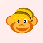 Imagen de feliz mono con banana en su cabeza