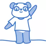Image vectorielle de personnage de dessin animé Panda heureux en bleu pastel
