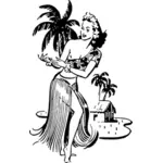 Vector graphics of Hawaiian lady dancing