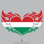 हंगरी के झंडे के साथ दिल जलरहा है